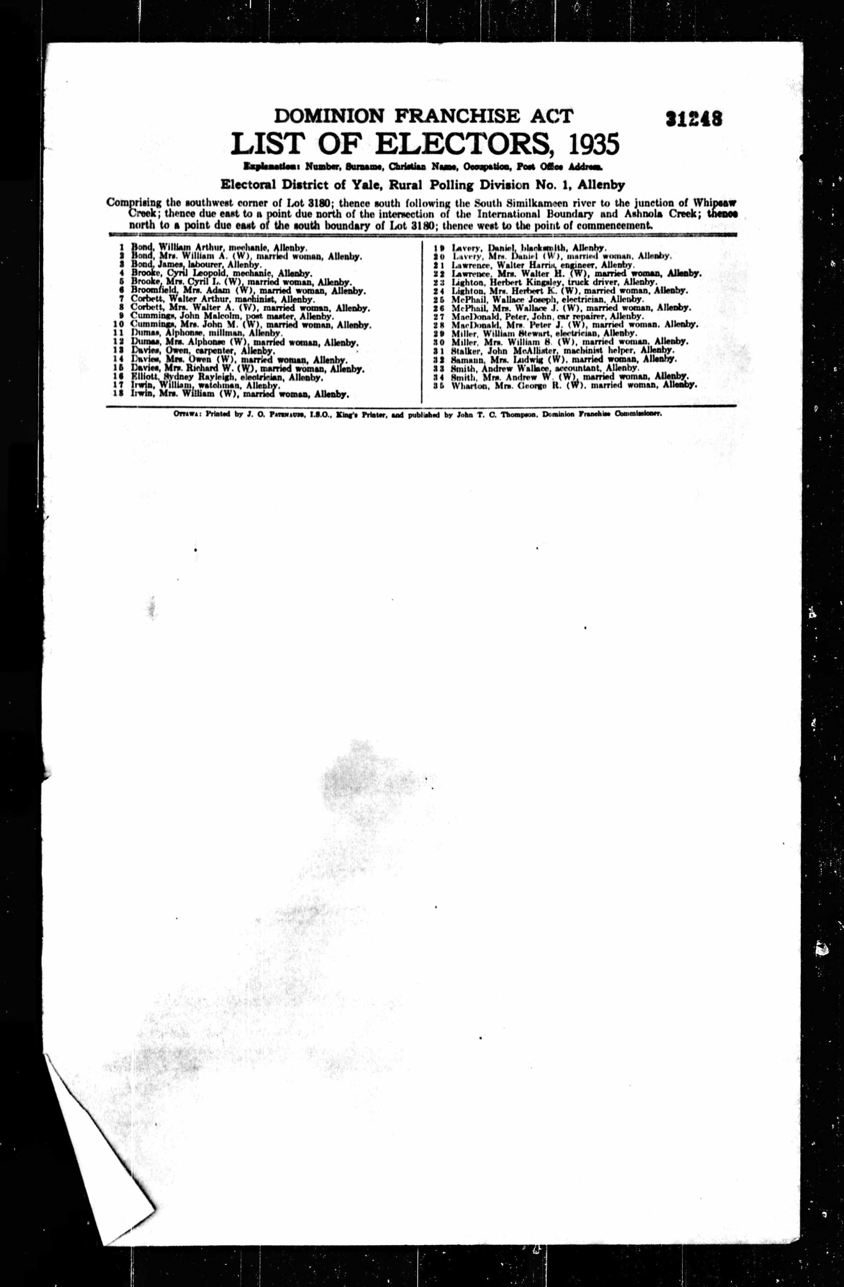 1935 Similkameen Voters List_0001