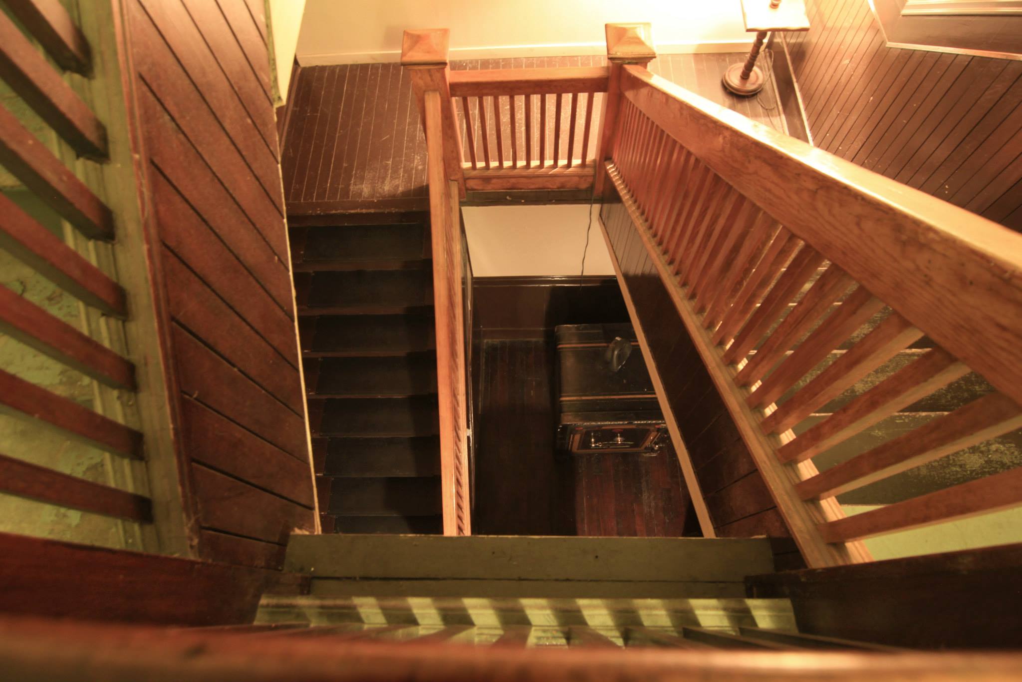 Coalmont Hotel staircase looking down from top