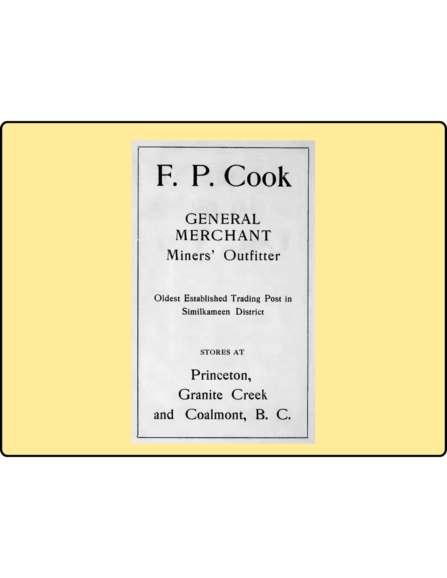 FP Cook blog title frame